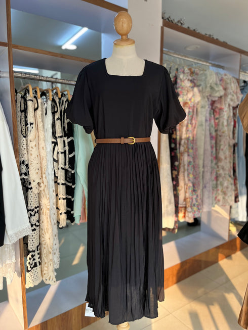 Ladies Casual Square Neckline Belted Maxi Dress